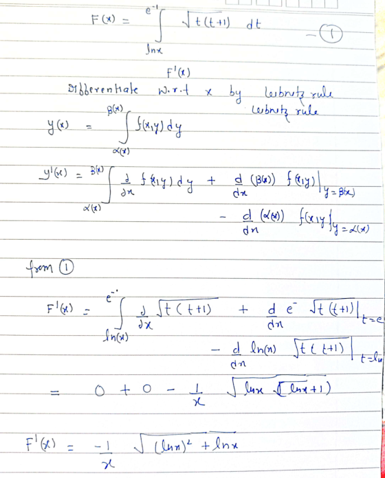 V t (t+1) dt Inx F(x) worot Dibberentale x by lerbruts rule 864) Sterydy y®) ebrity rule LE) yGe) B) I fligdy + d (186) far