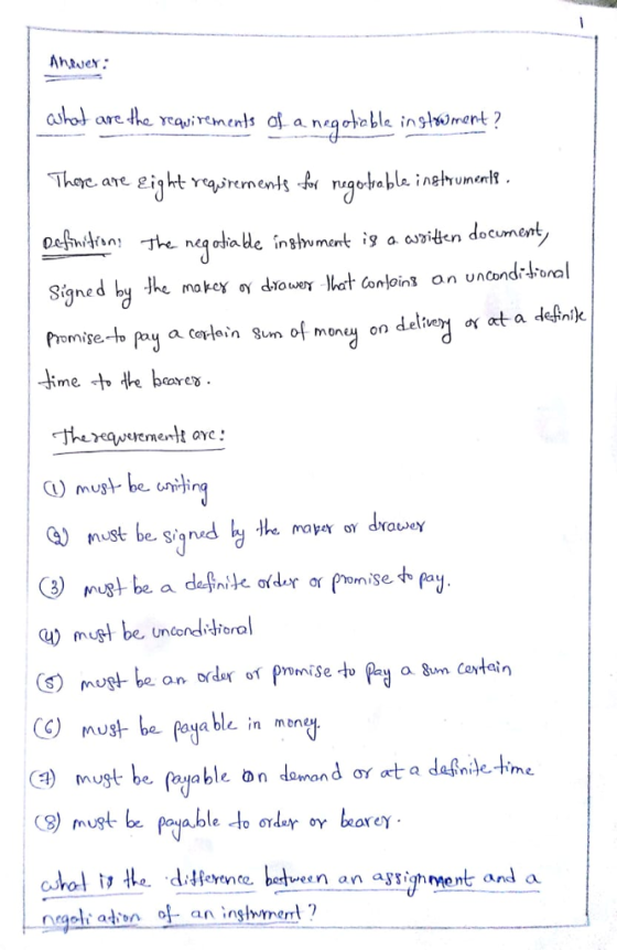 htNe ae gi rern in an uncondi omise. a coTlern Sum of money on must be nn 3) Mugt be a dafnile ๔der or p omiset.my u) must be unconditioral (c) mus-be payable in menơ nije hme must- be. able on dow on d ơY