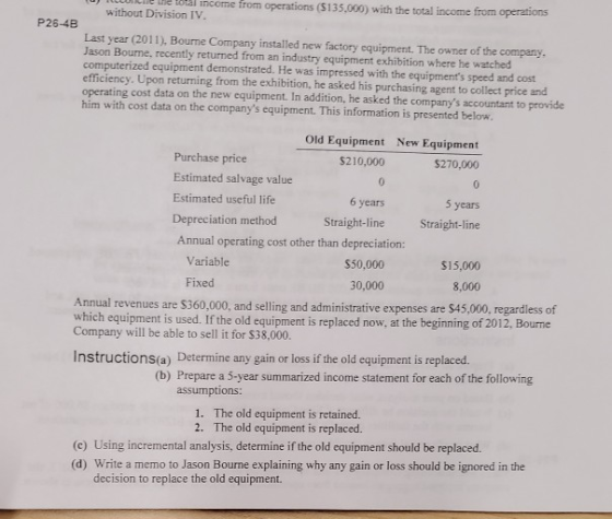U P25-4B n e hel income from operations (5135.000) with the total income from operations without Division IV. Last year (2011