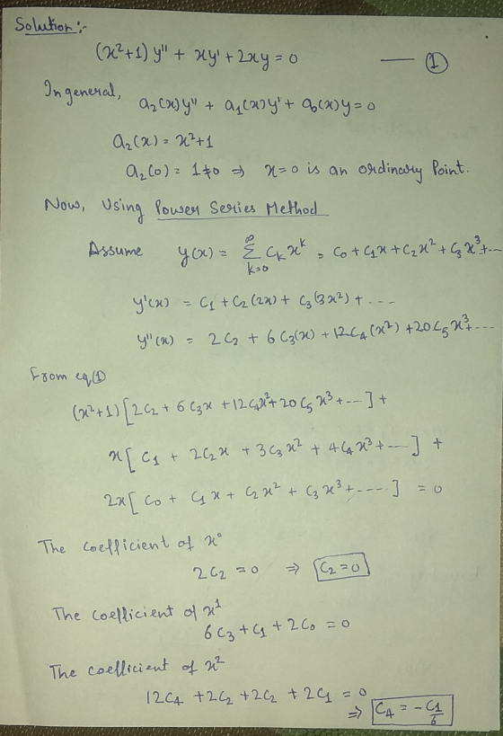 The coefficient of at Solution, (х+1) y + xy + 2х9 го Эм законод, а,с») y = at 09 + схуго О, (2) = 1+1 o, Co ) = 1 + b = =