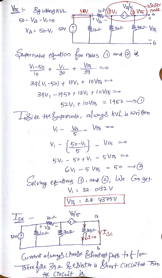 Vr万) node 3an 万 Vi-50 521, t lovm = 1959-0) 5 lo-A + VA tke Circuit