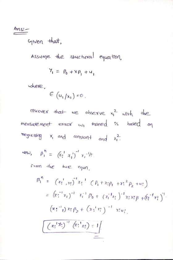 Ans:-- that Gjsven Assume the sucal equalton, ushe犯 the ces.cver that- we obsex ve 지2 uRt 2 constan-I and χι ,10
