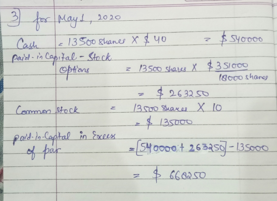 32 fMay 2020 $ SYO000 13 Soo ghanes X40 Cash Pard-tn Capital-Sto ck opfone $3 SI Oo0 (a000 sharas N 13 S00 shares X 26.32 50