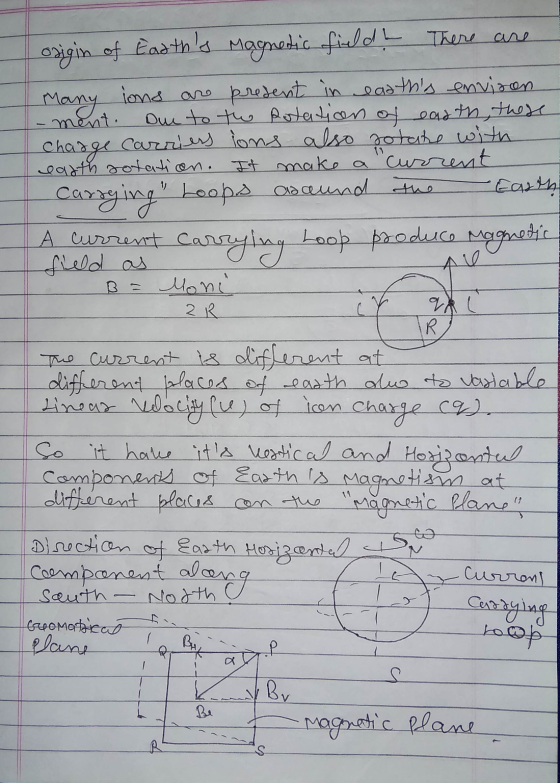 ment. origin of Eadths magnetic field! There are Many ions are present in earths envison Due to the Rotation of earth, thes