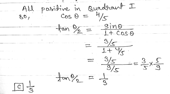 All positive in Quadrant I 80, Cos o = 4/5 fan % = sino 1+ caso 3/5 2 کا It Y 3/5 9/5 = x fan % to C ot 3