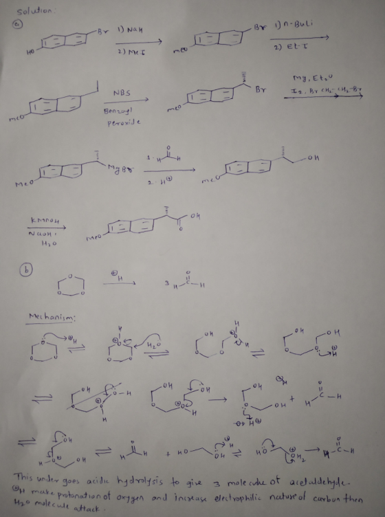 solution: . Br 1)n-Buli -Br 1) Nay Br in Hol 2) Me I meo - 2) Ett Br my, Et, I2. Br CH₂ CH₂ By NBS meo Benzoy! peroxide Meo 2