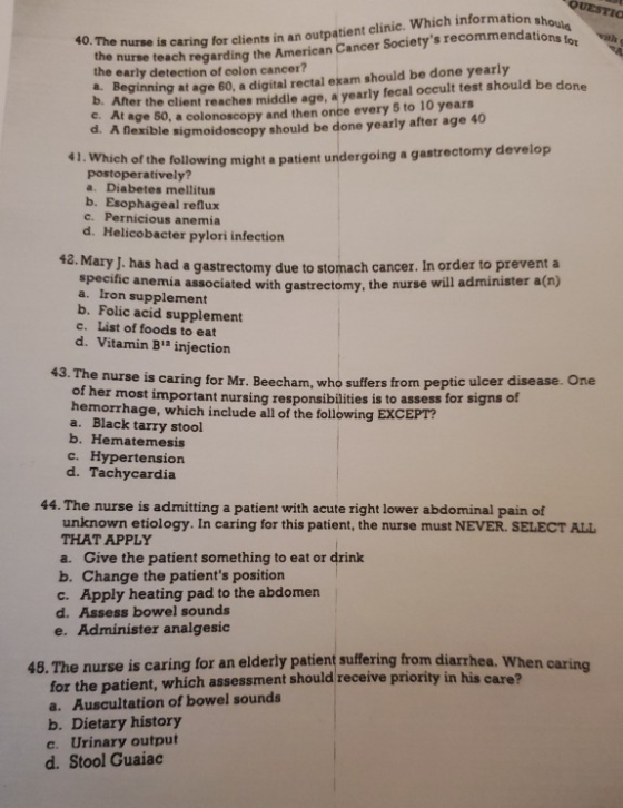 40. The nurse is caring for for nurse is caring for clients in an outpatient elinic. Which information shou the hus teach reg