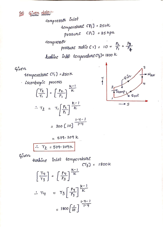 m mm = 25 kipa PL PL P3 PG 2 Sol Given dala:- compressor inlet temperature (7,5 - 950k pressure CPD compressor pressure ratio