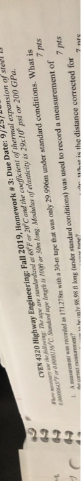 CVEN 4320 Highway Engineering: Fall 2019, Homework #3: Due Date: 9/25/01 a be following: The Age are standardized ar 68 For 2