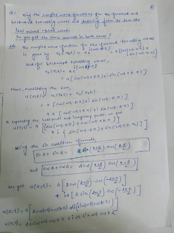 hares and deduring th ( using the complex wave turctions for the forward and backward tranelling waves and deducing from its