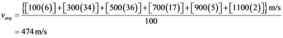 100(6)+[300 (34)]+[so0 (36)]+[700(17)] + [ 900( 5)]+100(2) m/s
V
avg
100
=474m/s
