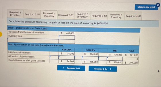 Check my work Required 1 Inventory Required 16) Required 2 Inventory Required 2G) Required 3 Inventory Required 3 G) Required