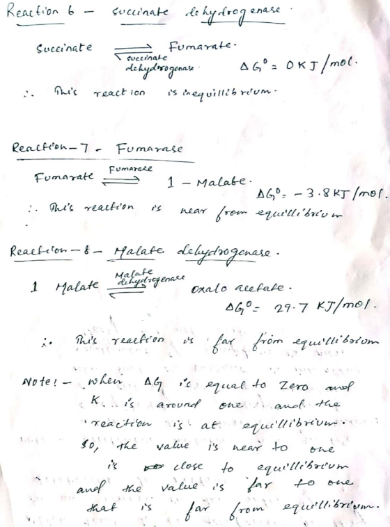 Reaction 6 - Sucunate de hydrogenase. Svecinate - Fumarate Svecinate dehydrogenas AG= OKJ/mol. i. Dhes reaction is inequilli
