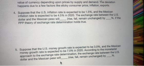 value of currency depending upon prices by supply and demand. The deviation happens due to a few factors like sticky consumer