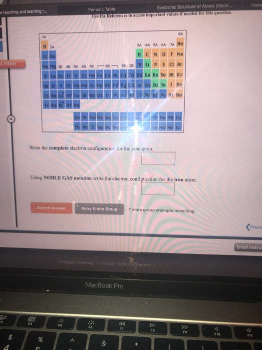 Home Electronic Structure of Atoms (Electr... Periodic Table Use the Relerences to access important values if meeded for this