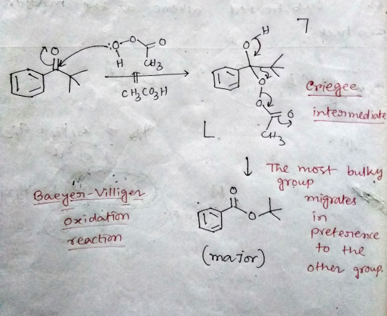 Conorº LO н із сн, сон Criegee intermediate CA The most bulky group Baeyer-Villiger L ot migrates oxidation reaction in (maio