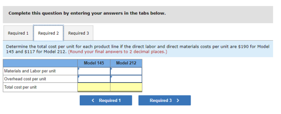 Complete this question by entering your answers in the tabs below. Required 1 Required 2 Required 3 Determine the total cost
