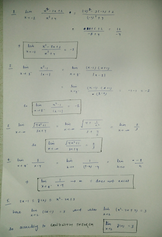 1 lim 34+2 x² + 4 (-2) 2 - 3(-2) + 2 (-2) 3 + 4 17-2 e $4 + 6 2 12 - 8 ty - ។ lim x²-3x+2 -3 X-2 ,13 + 4 2 lim lim (x-1) (at)
