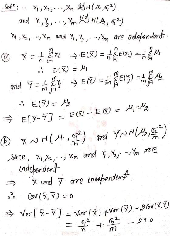 Sop: Xi , Xxj. .· ,Xn HoN(A,, G;?). and Y,%,.., Ym A NI Ab, G?) • ) X1 , Xx,. , Xn and Y, Y, , . »,Ym are andependent IEEIX