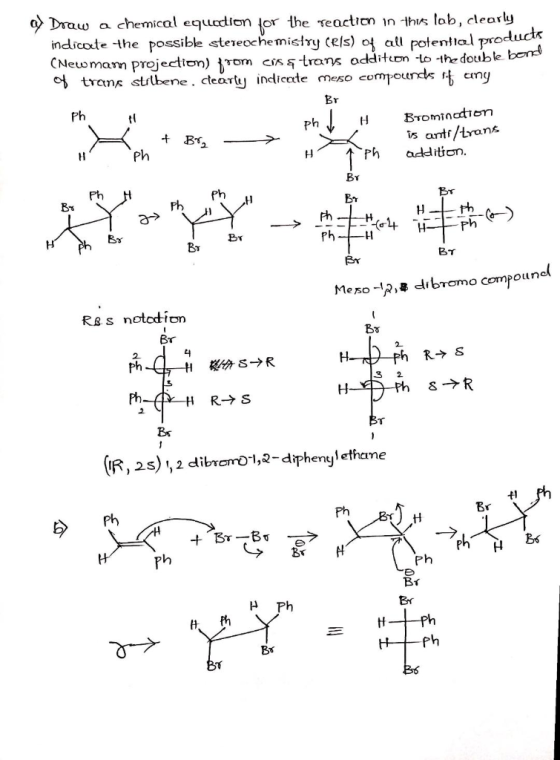 Draw a chemical equodio or the reaction n -th lab, cleary nelicode the posible steeohe mistry cels) of al potental prouk CNeu