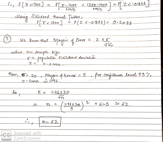 Le P[8<1800) = [- Kyoo < 130-1400) = P[22-0-833). 60015 600/5 ----Wheeing Slandard Normal Tables ef x < 1300] = P(Z <-0.833.)