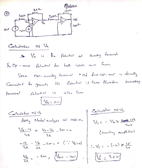 Problem SEL 3 CORR Calcolation of a Va is the potential at inverting terminal In Op - amp Potential for both inpots are Same