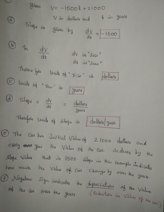 gion V=-1500t+21000 V in dellay and t in yeas given by dy=E1500 dt Thoser SI叶e- dy - dollaAg Heag dt yeas ⓔ.The das has un; t