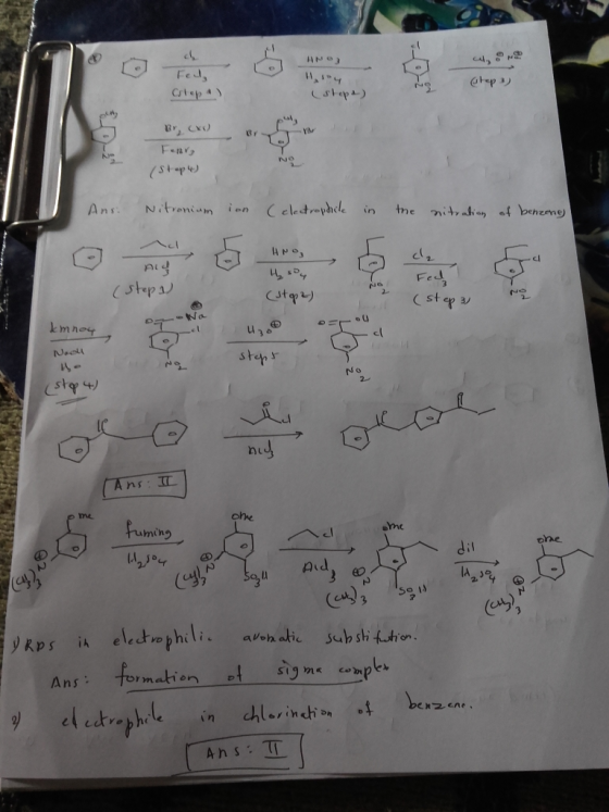 ANO, H,104 Fel Estopa) step3) steps) BY, X Fears (stop) Ans: Nitronium ion (electrophicle in the nitration of benzene) Tol cl