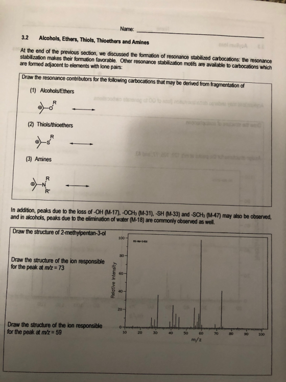 Name: 3.2 Alcohols, Ethers, Thiols, Thioethers and Amines At the end of the previous section, we discussed the formation of r