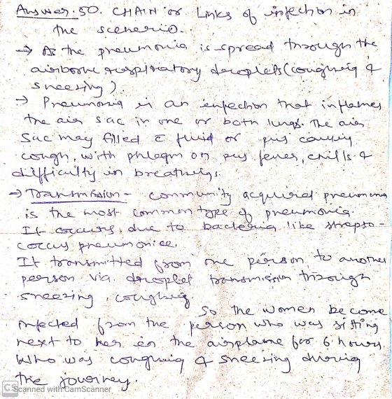 con tape the air sac in me - Transmission- both lungs. The ais Answer. 50. CHANON. Links of infection in the scenerio. As the