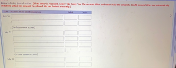 Prepare dosing journal entries. (If no entry is required, select No Entry for the account titles and enter for the amounts.