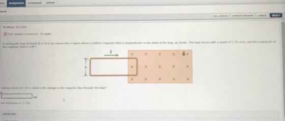 Problem 222. the magnetic feld is 2 ㄨ ㄨ ㄨ the tolerance /-2%