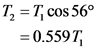 T2 Tcos 56°
=0.5597
