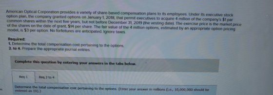 American Optical Corporation provides a variety of share-based compensation plans to its employees. Under its executive stock
