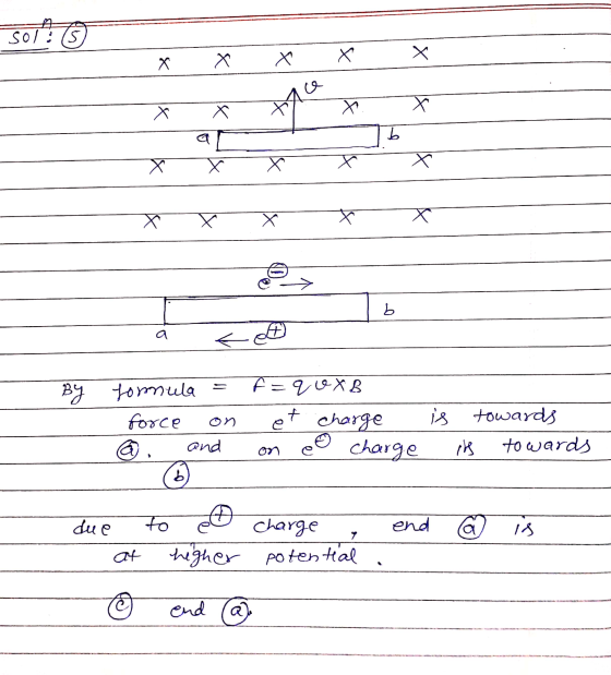 उनीही 1 x x x x x ace X X X - X X X X a zo By formula = force on @. and ) f =qUXB et charge on e0 charge is its towards towar