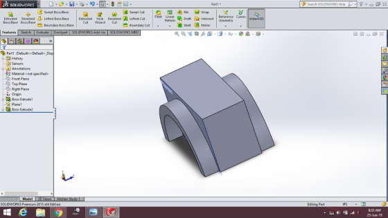 S SOLIDWORKS Search SOLIDWORKS Help ?- X Part1 n Rib Wrap Swept Boss/Base Swept Cut Reference Curves Fillet Linear Draft Patt