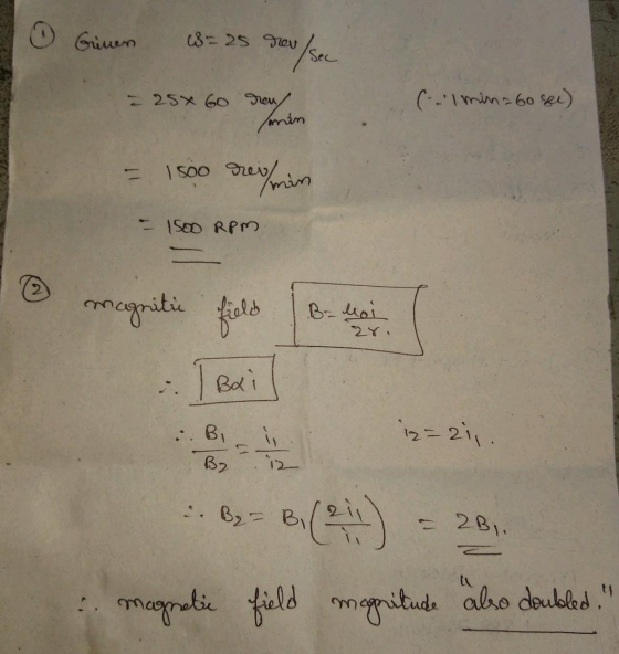Grinen 8=25 new Sec - 25% GO reu (ca 1 min 60 see) Spanien 15oo rei min - 1500 RPM = magnitie field Br Moi | Bai i. Bi iz=zi