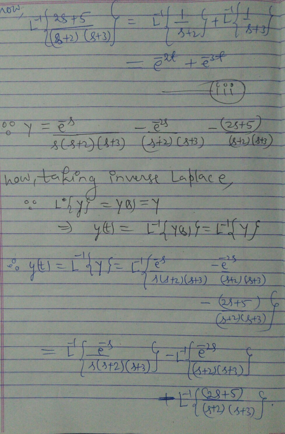 AO Stron Gist ਨ+] +2) +3) | stol olt test () o y = es + 4 (813 ) ਨੂੰ+91)9 (343 ) how, taking inverse Laplace L - Y & = ੫੬ (18