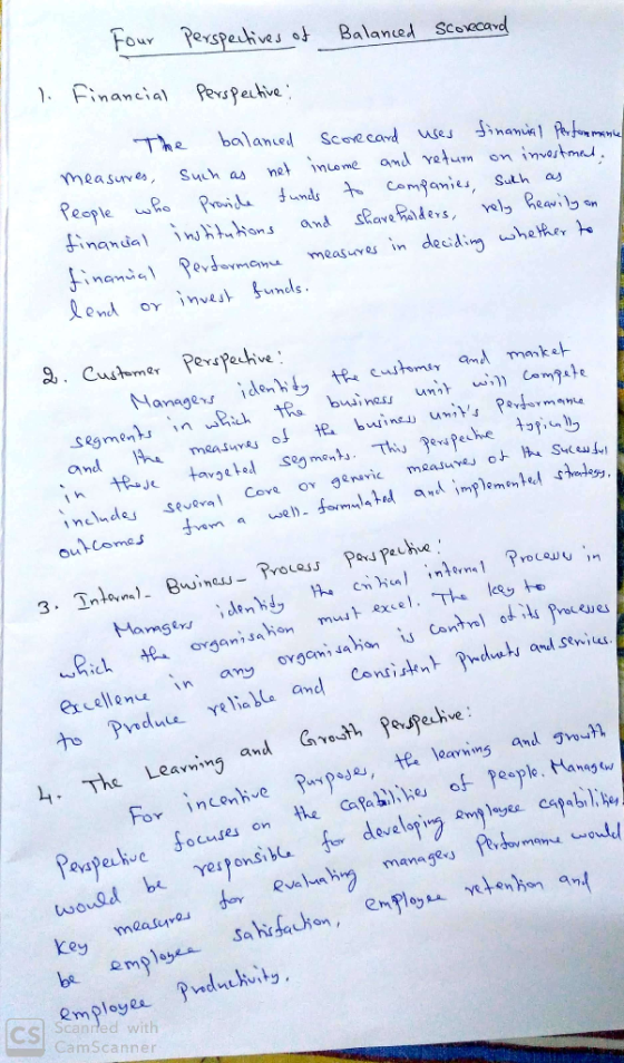 Four Perspectives o Balaned Scoxecavd Financial Perspehve The balaned Scovecardwes netinome and return on investmal unds tcom