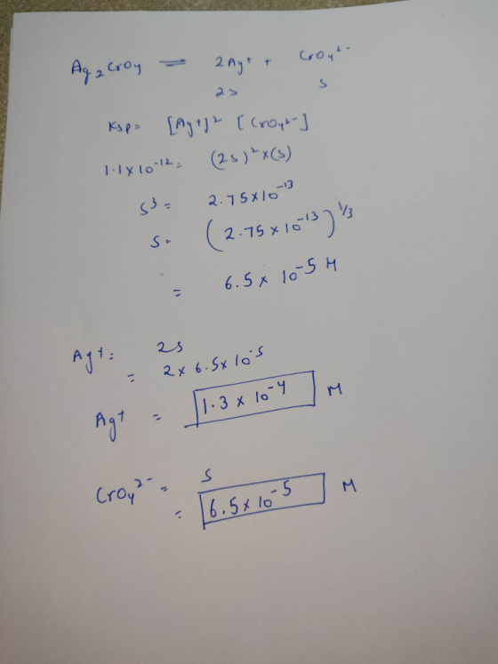 Ag 2 Croy - 2 Ag+ + Croy- kop: [My J2 [ Croyd-] 1.1x10-12 s3= so (25) ²x(3) 2.758103 (2.75 0101373 6.5x105m Agt: 26.5x 10s 9