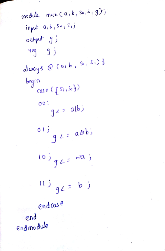 module mun( a b s。s, g); eqin case SS,Soy 0 1 endcase end end mo