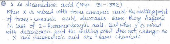 0 X is decanedioic and cmp. 131-133°c), . When x es mixed with trans cinnamic and the melting point of trans - cinnamic and d