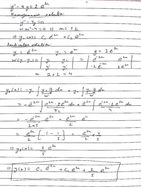 3, 8 – 4 = 2 е“ Homogenean solubia: 2 - 1= ) мчсо ) + 2 (и): се +C, een Particular solution: 2. — e 19. 9.) = . Н. 있 9. 2 +
