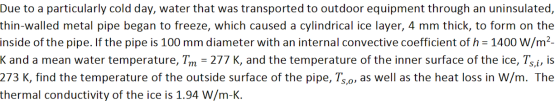 Due to a particularly cold day, water that was transported to outdoor equipment through an uninsulated, thin-walled metal pip