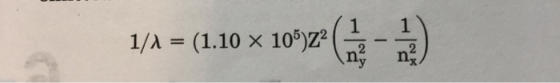 1/1 = (1.10 x 1097( 1/2 = (1.10 x