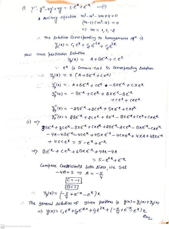 A لا يطي 0 y y _uy+uy s-e²+ e* -6 Mexitary equatiom m?.-?- um+420 (m-1) (m2-4) = 0 -7 m = 1,2,- The soletin Corresponding