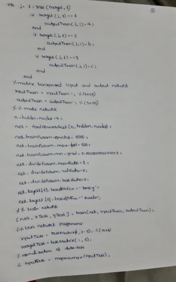 // test network performance input Test - testMatrixt, 2:5); 1. (1584) target Test test Matrix(:,1): 3 for j= 1: size (target,