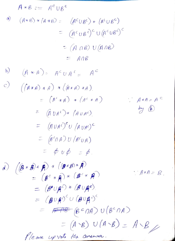 A B ACUB (A*B)* (AxB(ACUB) (AUB) X AUBUAU (A ne) U (A ne) AOB A*A) A C ACUAC c) (CANA) A(AA A) (ANA)(ACA) AA= AC y AUAD(AUA)