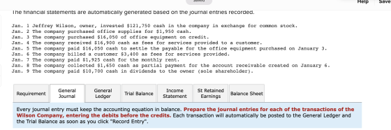 Saveu Help Save The financial statements are automatically generated based on the journal entries recorded. Jan. 1 Jeffrey Wi