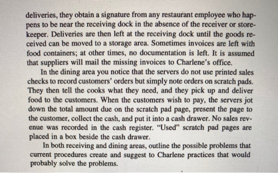 deliveries, they obtain a signature from any restaurant employee who hap- pens to be near the receiving dock in the absence o